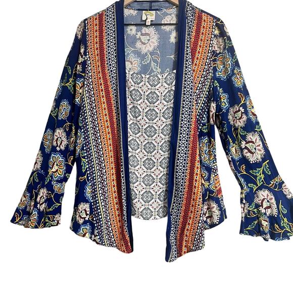 Fig & Flower Anthroplogie Mixed Pattern Layered Blouse Medium - Picture 1 of 6